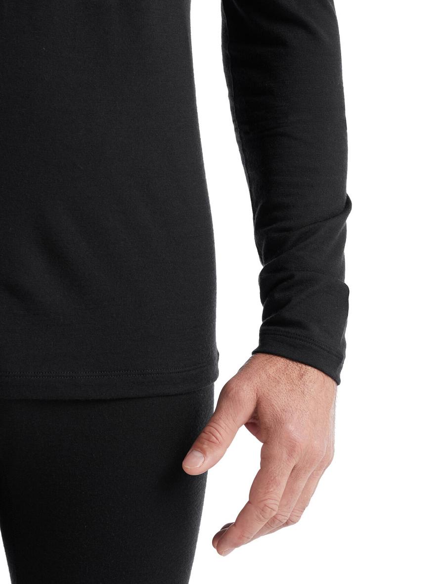 Icebreaker Merino 200 Oasis Long Sleeve Half Zip Thermal Top Miesten Base Layers Mustat | FI 1361UZGT